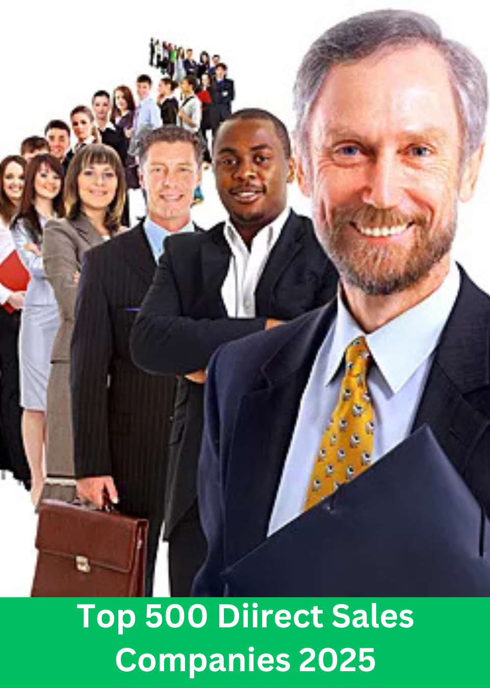 A group of business professionals in formal attire, representing the top 500+ direct sales companies in 2025, symbolizing success and leadership.
