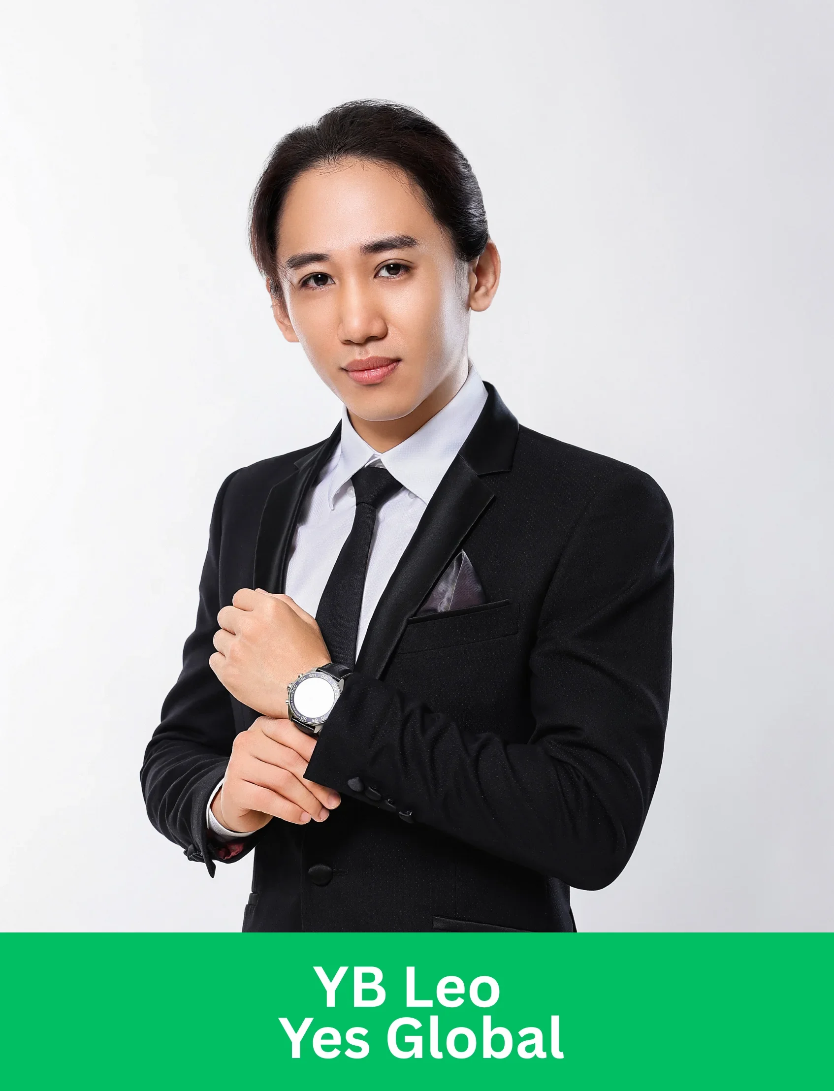 YB Leo in a black suit representing Yes Global as a top network marketing leader