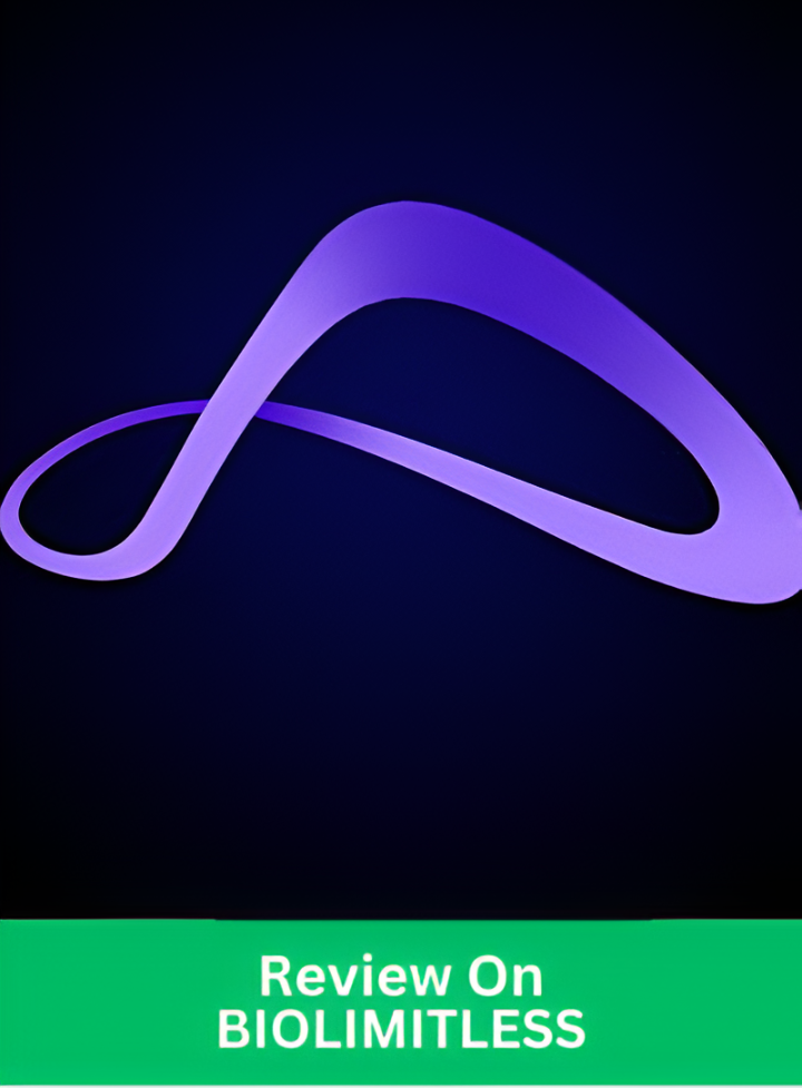 Biolimitless Review company logo in purple on dark background