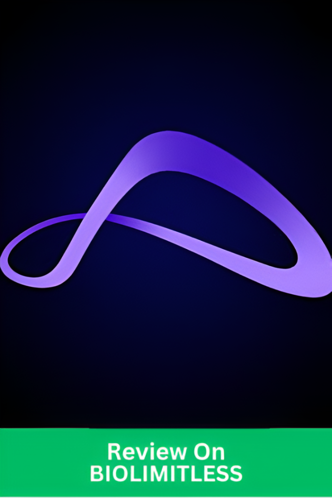 Biolimitless Review company logo in purple on dark background