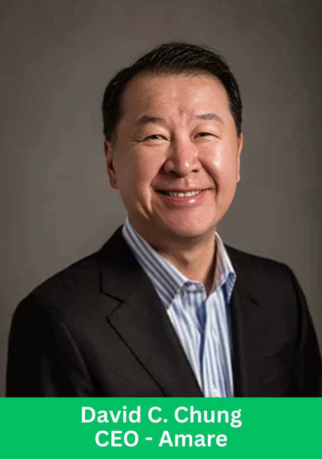 David C. Chung, CEO of Amare, showcasing Skin to Mind™ skincare for mental wellness