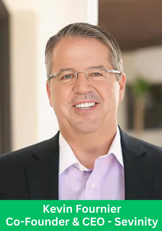 Kevin Fournier, Co-Founder and CEO of Sevinity, smiling confidently in a business suit.