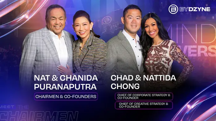 ByDzyne Training leadership team — Nat & Chanida Puranaputra with Chad & Nattida Chong, inspiring global entrepreneurs.