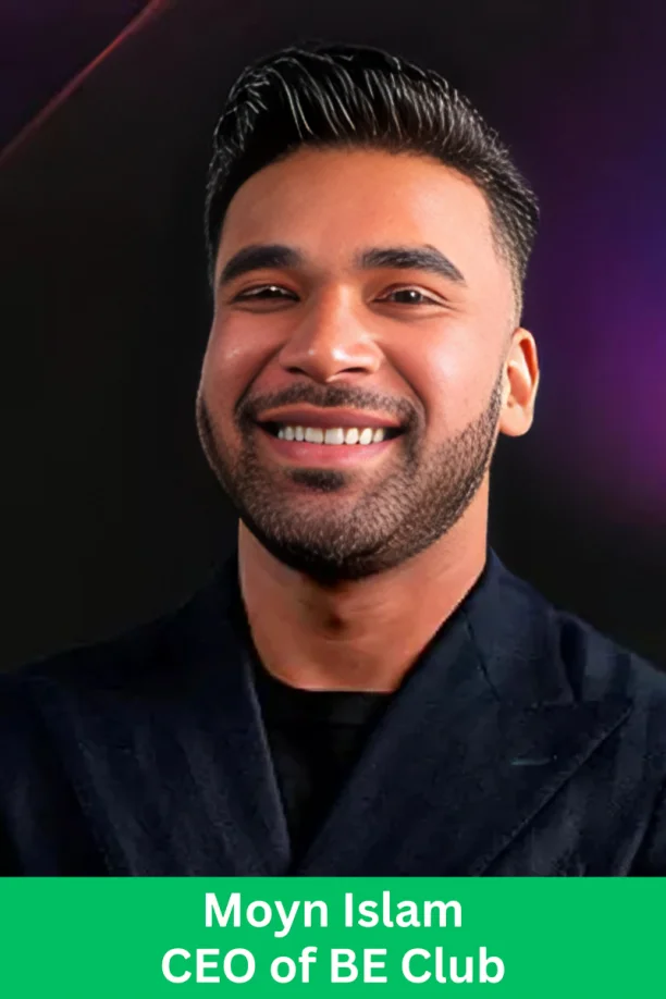 Moyn Islam BE Club CEO smiling in professional portrait showcasing leadership and entrepreneurship vision