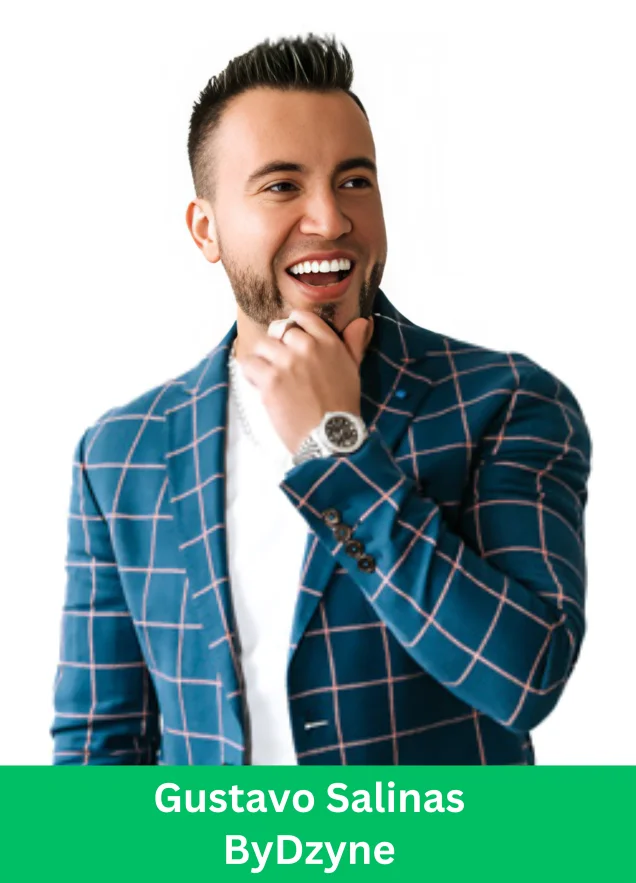 Gustavo Salinas ByDzyne network marketing leader in a blue checkered blazer smiling confidently
