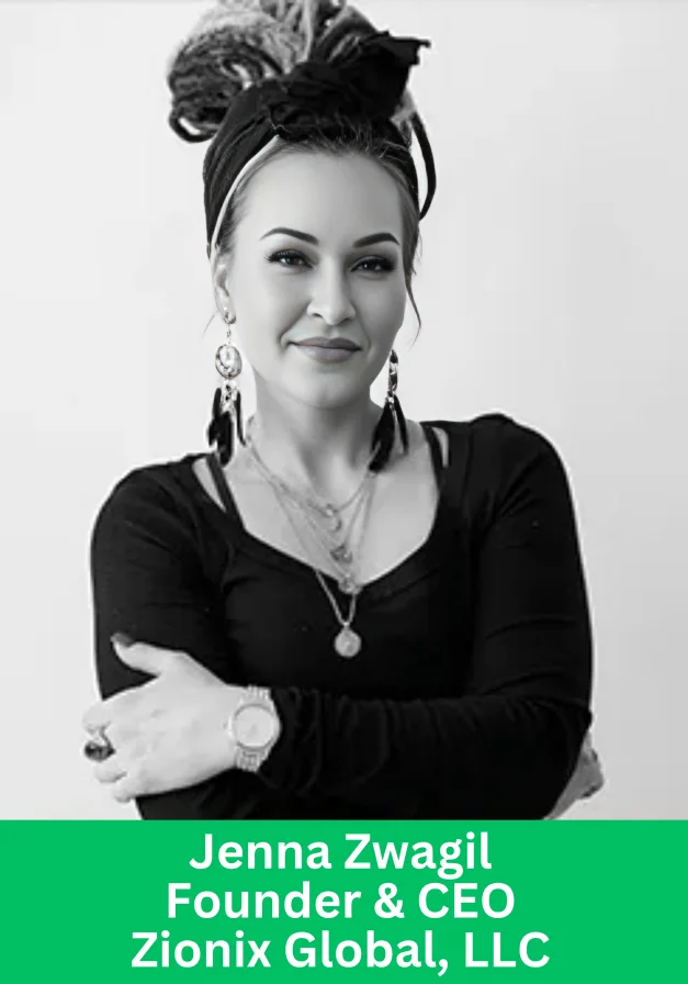 Portrait of Jenna Zwagil, Founder and CEO of Zionix Global, LLC, leading conscious finance innovation