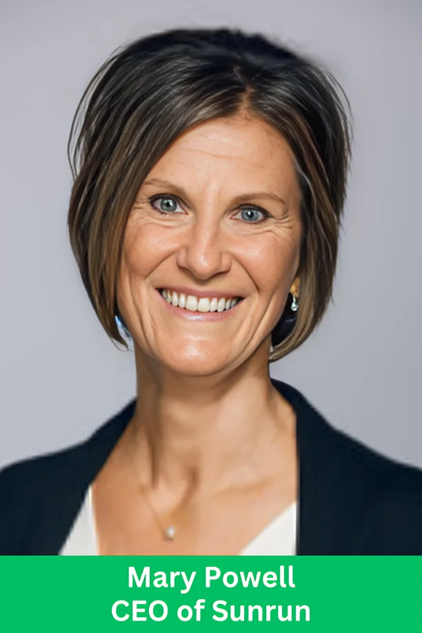 Mary Powell, CEO of Sunrun, smiling in a professional portrait