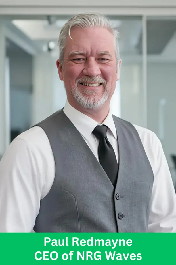 Paul Redmayne CEO of NRG Wave posing confidently in office for NRG Wave Background article