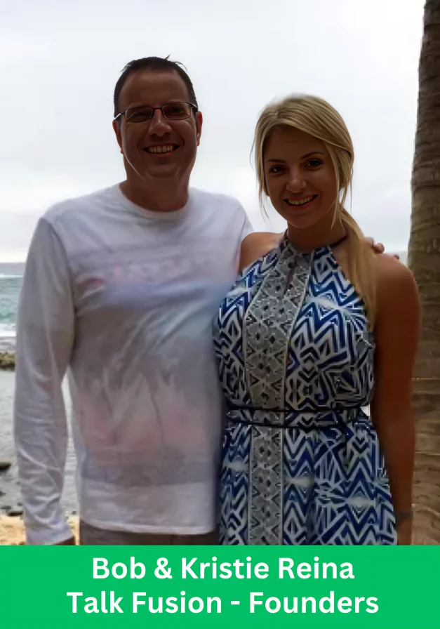 Bob and Kristie Reina standing together as the founders of Talk Fusion