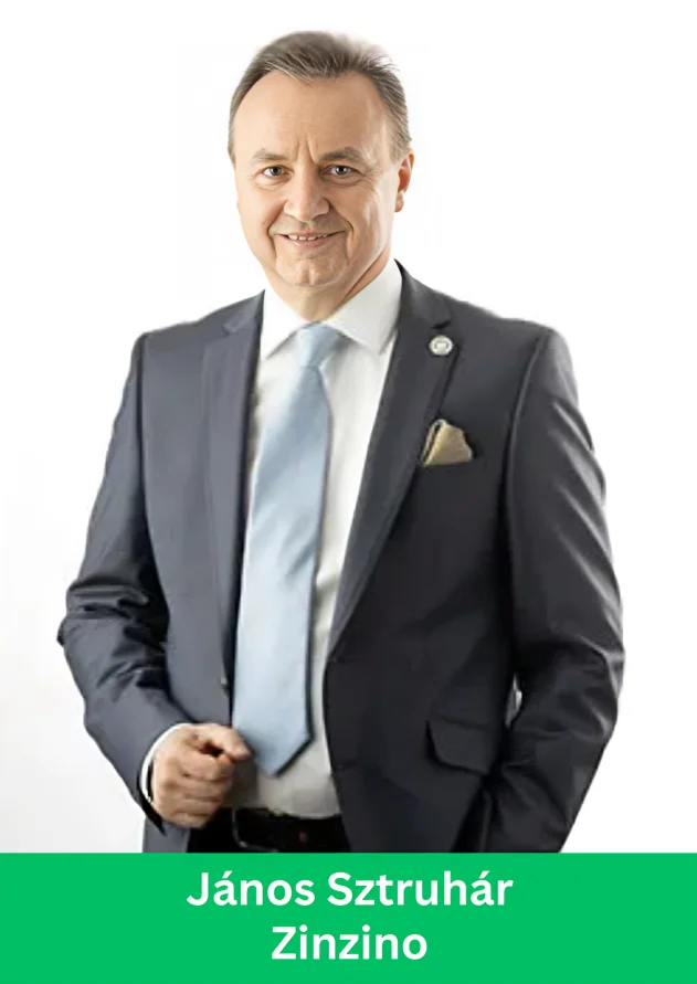 János Sztruhár, President of Zinzino, in a professional suit promoting science-based direct selling leadership.