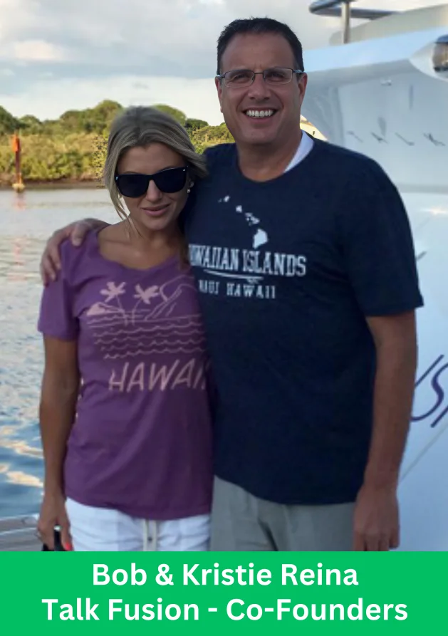 Bob and Kristie Reina, co-founders of Talk Fusion, representing the company behind the 1-Minute Pay system