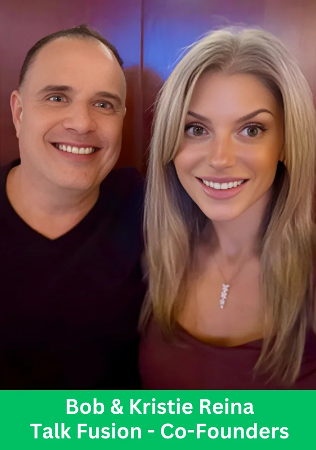 Bob and Kristie Reina, Co-Founders of Talk Fusion, smiling together in a professional portrait