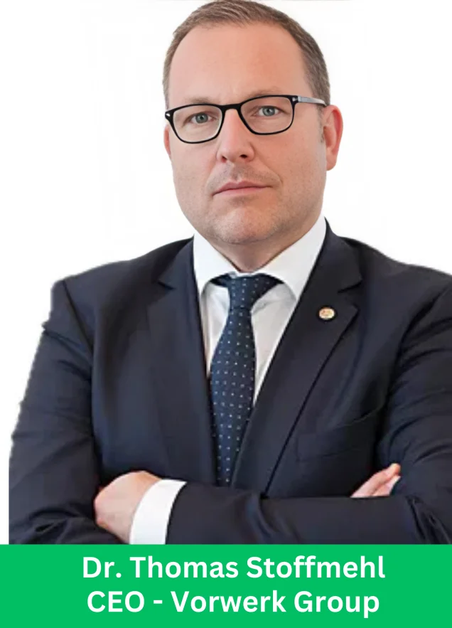 Portrait of Dr Thomas Stoffmehl, CEO of Vorwerk Group, standing confidently with folded arms