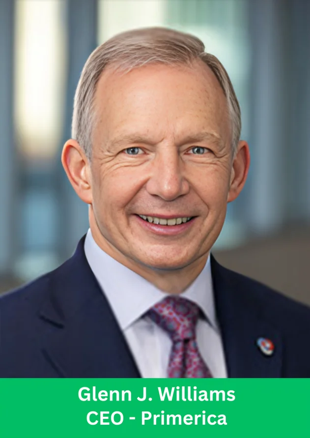 Portrait of Glenn J. Williams, CEO of Primerica, highlighting executive leadership in financial services and insurance distribution