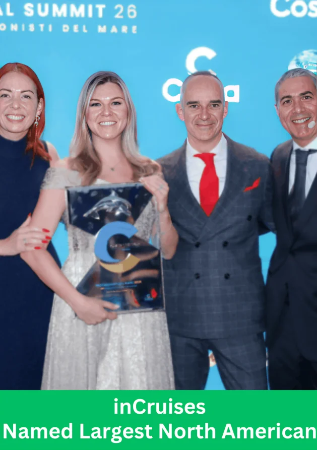 inCruises leadership team receiving award for being the largest North American agency for Costa Cruises