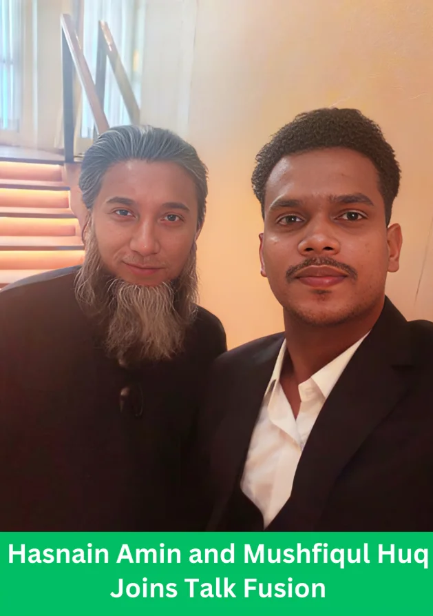 Hasnain Amin and Mushfi­qul Huq showcasing network marketing professionalism during a Talk Fusion leadership meeting