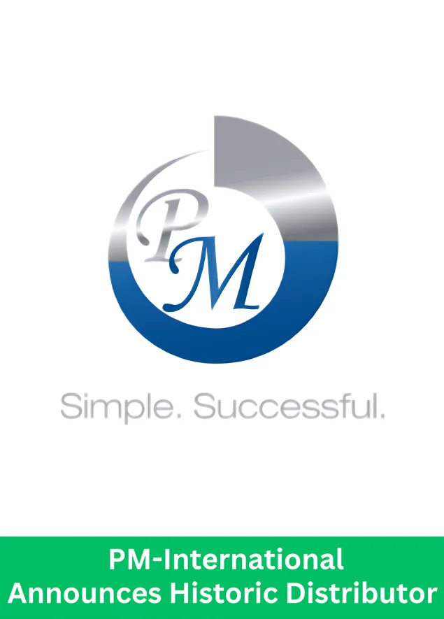 PM-International logo announcing historic distributor income increase and global partner growth