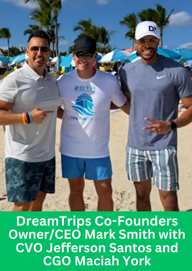 DreamTrips co-founders and CEO Jerry Smith posing together at the Cancun Smart Convention event