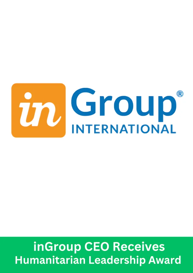 inGroup CEO receiving Humanitarian Leadership Award – inGroup International official announcement banner