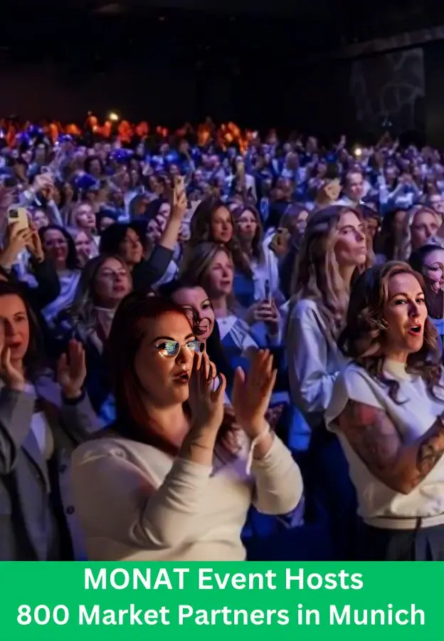 Audience applauding at MONAT Event Munich with 800 market partners attending a business conference in Munich