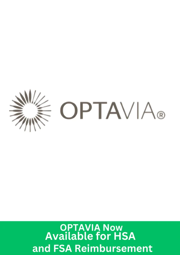 OPTAVIA logo with announcement that OPTAVIA is now eligible for HSA and FSA reimbursement