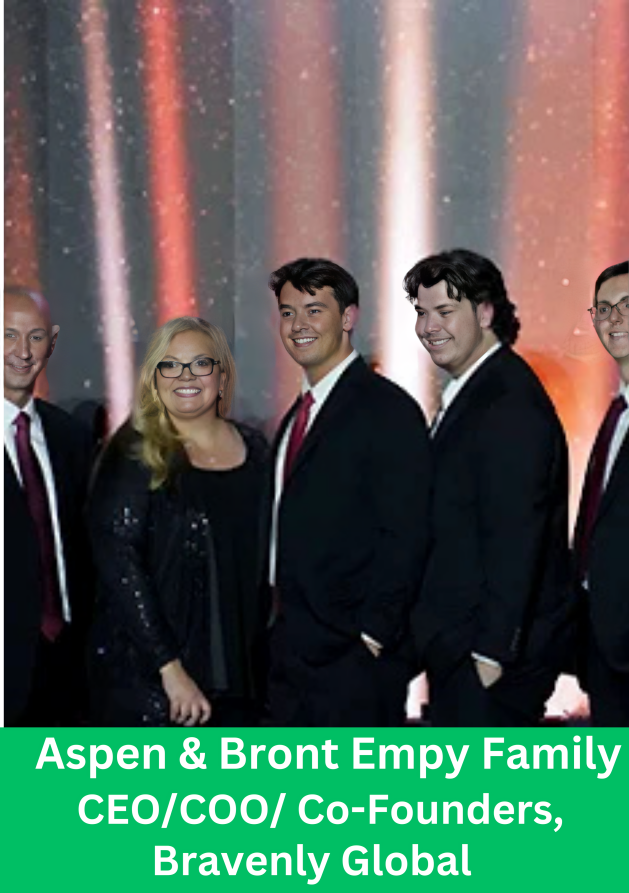 Aspen and Bront Empy cofounders of Bravenly Global at corporate leadership event