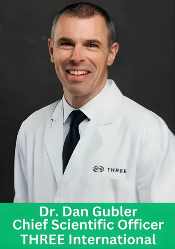 Portrait of Dr Dan Gubler, Chief Scientific Officer of THREE International, discussing GLP THREE metabolic health innovation