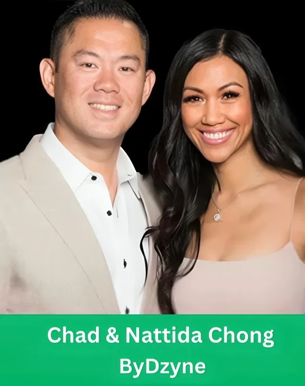 Chad Chong and Nattida Chong, Co-Founders of ByDzyne, smiling together in a professional studio portrait against a black background.