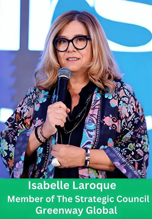 Isabelle Laroque speaking at an event as Member of the Strategic Council of Greenway Global