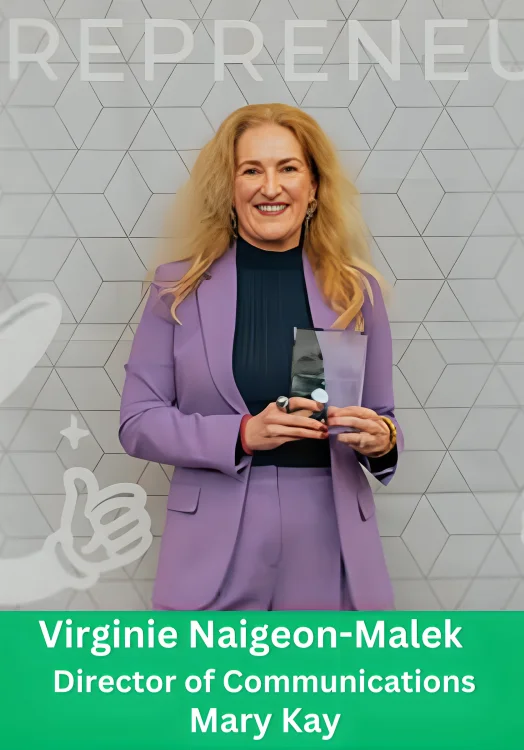Virginie Naigeon-Malek receiving Mary Kay Large Corporation of the Year Award 2026 at The DEC Network event