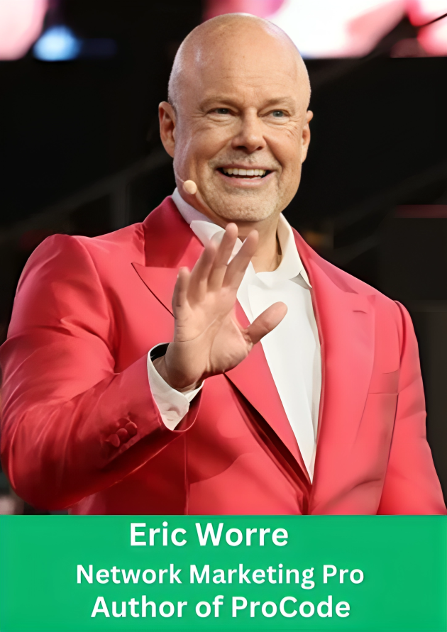 Eric Worre speaking on stage, network marketing expert and author of ProCode training program