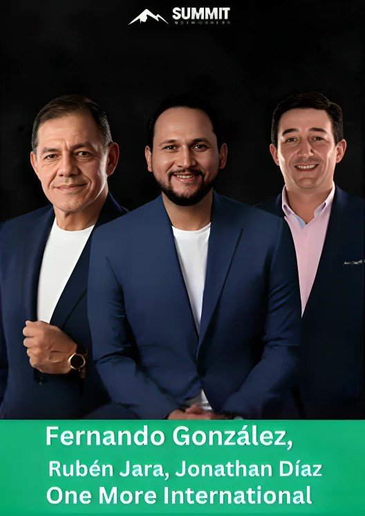"Fernando González, Rubén Jara, and Jonathan Díaz, leadership team of One More International"