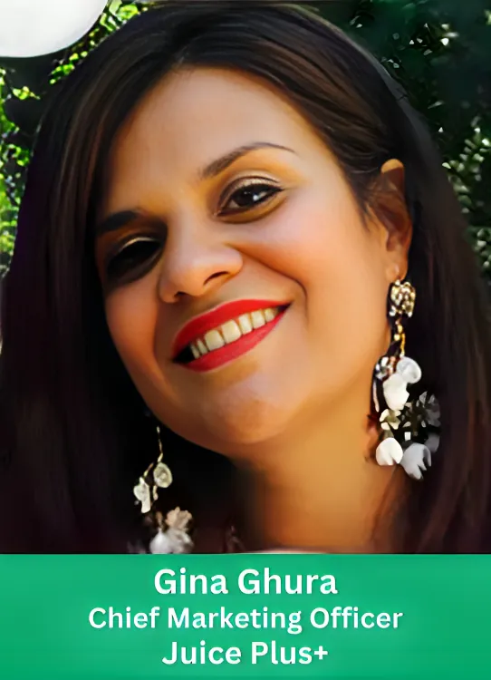Gina Ghura, Chief Marketing Officer of Juice Plus+, promoting the Complete Strawberry Nutrition Shake.