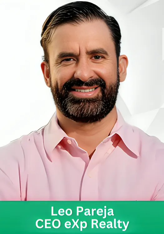 Leo Pareja, CEO of eXp Realty, smiling in a professional business portrait.