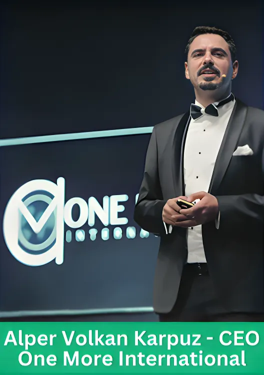 Alper Volkan Karpuz, CEO of One More International, speaking at One More Vision Day Mexico 2026 event.